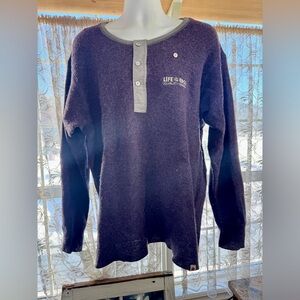 🇨🇦Canadian🍁Made Wool Life Is Good Purple and Gray Crewneck Sweater